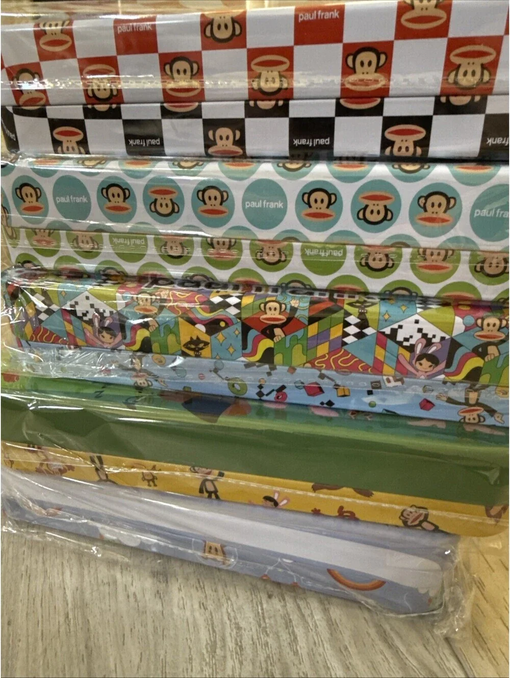 Paul Frank Julius Large Pencil Case Monkey Pattern Tin Case Lot Of 5